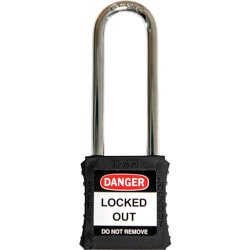 イファム ロックアウト用南京錠 スチール製シャックル（ツル長） 黒 44866