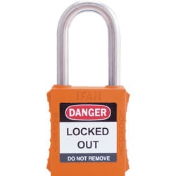 イファム ロックアウト用南京錠 ステンレス製シャックル オレンジ 44910