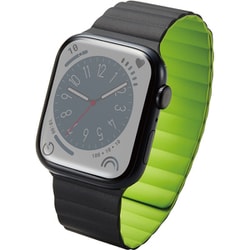 AW-45BDMAGBK2 [アップルウォッチ バンド Apple Watch Ultra 2/SE 第2世代/Series 10/9/8/7/6/5/4/3/2/1 [49 46 45 44 42mm] シリコン マグネット式 ベルト 耐衝撃 ブラック×グリーン]