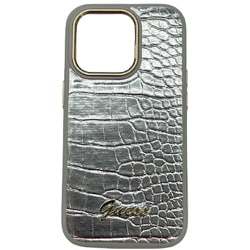 GUHCP14PSHGCRHS [GUESS - PU CROCO CASE WITH METAL CAMERA OUTLINE - SILVER iPhone14 Pro用 ケース]