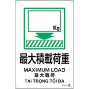 410010 [緑十字 PETボトル再利用標識（4ヵ国語標示） 最大積載荷重 450×300mm]