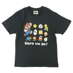 22843120 スーパーマリオ KIDS HERE WE GO Tシャツ BLACK 120サイズ [キャラクターグッズ]