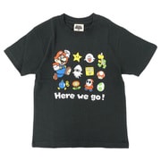 22843120 スーパーマリオ KIDS HERE WE GO Tシャツ BLACK 130サイズ [キャラクターグッズ]