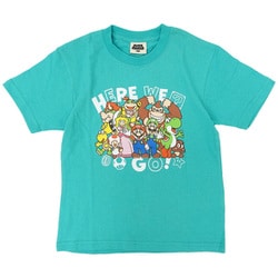 22843120 スーパーマリオ KIDS HERE WE GO Tシャツ TURQUOISE 140サイズ [キャラクターグッズ]
