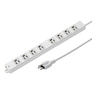 電源タップ マグネット 8個口 3m 3ピン 抜け止め 通電確認ランプ 絶縁キャップ付き RoHS対応 アース端子 ユリア樹脂 固定穴 グレー 簡易ビニールパッケージ TAP-KS8-3