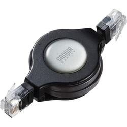 LANケーブル 1.2m CAT5e ブラック 巻き取り式 フラットタイプ ケーブル厚1.0mm コンパクト 持ち運びに便利 より線 UTP ストレート結線 RJ45 KB-MK15BKN