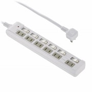 発煙・雷ガード節電タップ 6口2m HS-T62HL3-W
