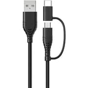 変換アダプター付き 2in1 USBケーブル(Type-C+microUSB) 高耐久 1.2m ブラック FCTMC-JD30