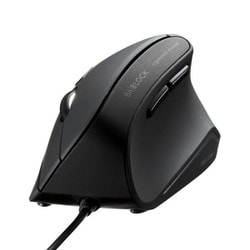 マウス エルゴノミクス 有線 ブルーLED 5ボタン ケーブル長1.8m 戻る/進むボタン搭載 カウント切り替え機能 機能割り当て 抗菌 大きめ ブラック MA-ERGK9