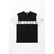 SYG-23S29 BLOCK INLAY PANEL ZIP MOCK ブラック Lサイズ [トップス]