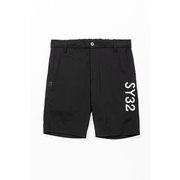 SYG-23S31 BLOCK INLAY PIN TUCK HALF PANTS ブラック XLサイズ [ボトムス]