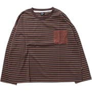 smoAbdltaSbrw [BORDER POCKET L/S T SHIRTS ブラウン S]