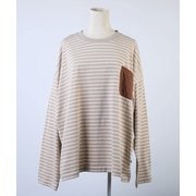 smoAbdltaMbeg [BORDER POCKET L/S T SHIRTS ベージュ M]