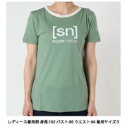 W THE ESSENTIAL LOGO TEE レディース エッセンシャル ロゴ 半袖Tシャツ SNW019210 W99 グリーン Sサイズ [フィットネス ヨガ シャツ レディース]