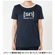 W THE ESSENTIAL LOGO TEE レディース エッセンシャル ロゴ 半袖Tシャツ SNW019210 W21 ネイビーブルー Mサイズ [フィットネス ヨガ シャツ レディース]