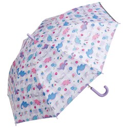 子供用傘 晴雨兼用 55cm ジャンプ傘 8本骨 UV加工 Happy＆Smile 恐竜レインボー UBSR3