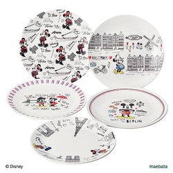 ディズニー ミッキーマウス＆ミニーマウス LET'S TRAVEL ケーキ皿（約20cm） 5枚セット D-MF56 51910