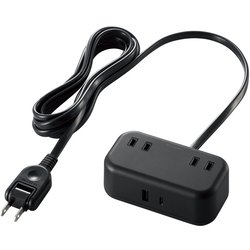 電源タップ 延長コード USB付き タップ 2m （コンセント×2/Type-C×1/USB-A×1） PD対応 ブラック T-U04-2220BK