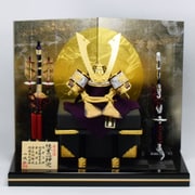 兜飾り 純金箔押8号兜 金茶糸縅 コンパクト 豪華 一徳作 産地岩槻 Koei-529108-3C