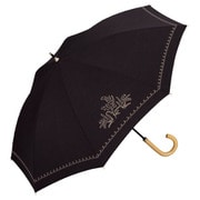 日傘 晴雨兼用 Wpc. T/Cすずらん刺繍 50cm 手開き式 紫外線防止効果 81-33177-101 BK