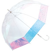 長傘 ビニール傘 プリントドームシャイニーアンブレラ 60cm 手開き式PT-040 BL