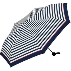 折りたたみ傘 晴雨兼用 UNISEX BASIC FOLDING Wpc. 58cm 手開き式 UVカット はっ水加工 ピンクラインボーダー UX001-038-002