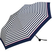 折りたたみ傘 晴雨兼用 UNISEX WIND RESISTANCE FOLDING Wpc. ピンクラインボーダー ミニ