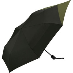 折りたたみ傘 晴雨兼用 UNISEX BACK PROTECT FOLDING Wpc. 55cm（最長70cm） 手開き式 3段骨 UVカット加工 はっ水加工 ブラック×カーキ UX004-931-002