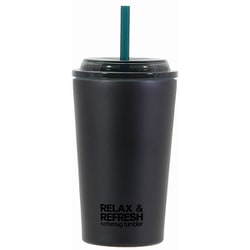 HB-6779 [cafe mug（カフェマグ） ストロータンブラー 400ml Lサイズ ストロー付 真空断熱 保冷 広口 ブラック]