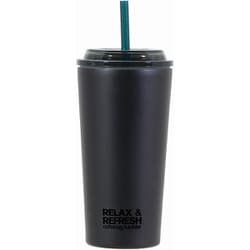 HB-6780 [cafe mug（カフェマグ） ストロータンブラー 500ml LLサイズ ストロー付 真空断熱 保冷 広口 ブラック]