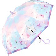 子供用傘 女児 タイダイ 55cm ジャンプ式 グラスファイバー骨（親骨） 星型窓付き パープル 563-035
