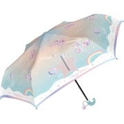子供用折りたたみ傘 女児 メロディユニコーン 50cm 手開き式 星型窓付き ミント 523-033