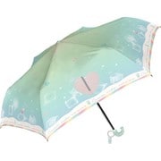 子供用折りたたみ傘 女児 クリームソーダ 50cm 手開き式 ハート型窓付き エメラルド523-034