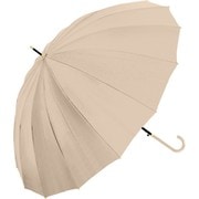 長傘 婦人用 16本骨 無地 55cm ジャンプ式 16本骨 グラスファイバー骨（親骨） Natural Basic ベージュ 733-019