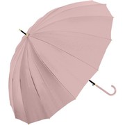 長傘 婦人用 16本骨 無地 55cm ジャンプ式 16本骨 グラスファイバー骨（親骨） Natural Basic ピンクベージュ 733-019