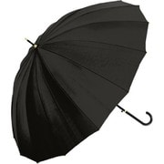 長傘 婦人用 16本骨 無地 55cm ジャンプ式 16本骨 グラスファイバー骨（親骨） Natural Basic ブラック 733-019