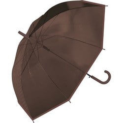 ビニール傘 パイピングカラービニール 65cm ジャンプ式 グラスファイバー骨（親骨） Natural Basic ハードブラウン 113-023