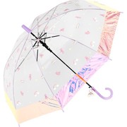 子供用傘 ビニール傘 キッズ裾オーロラビニール 55cm ジャンプ式 グラスファイバー骨（親骨） パープル 113-024