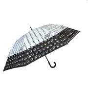 トランスフォーム傘 晴雨兼用 60cm UV加工 耐風/遮熱/遮光 CC ストライプ猫柄プリント オフホワイトブラック 27028OWBK