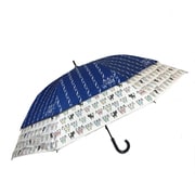 トランスフォーム傘 晴雨兼用 60cm UV加工 耐風/遮熱/遮光 CC ストライプ猫柄プリント ネイビーオフホワイト 27028NVOW