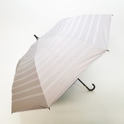 ショートワイド傘 晴雨兼用 55cm UV加工 遮熱/遮光 ストライプボーダー&裾ヒートカット ピンク 27108PK