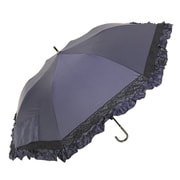 ショートワイド傘 晴雨兼用 55cm UV加工 遮熱/遮光 裾フリル&レース ネイビー 27125NV