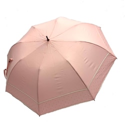 ショートワイド傘 晴雨兼用 55cm UV加工 綿×ポリエステル 切り継ぎドットプリント ピンク 27374PK