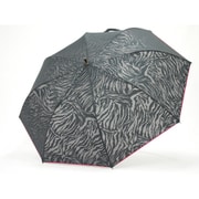 ショートワイド傘 晴雨兼用 55cm UV加工 綿×ポリエステル ゼブラ透かし柄 ブラックレッド 27377BKRD