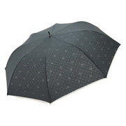 ショートワイド傘 晴雨兼用 55cm UV加工 綿×ポリエステル ドット&リボン透かし柄 ブラックブラック 27379BKBK