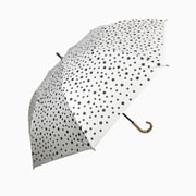 ショートワイド傘 晴雨兼用 55cm UV加工 遮熱/遮光 CC 星柄プリント 竹手元 オフホワイト 27386OW