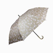 ショートワイド傘 晴雨兼用 55cm UV加工 遮熱/遮光 CC ティピー柄プリント 竹手元 ベージュ 27387BE