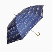 ショートワイド傘 晴雨兼用 55cm UV加工 遮熱/遮光 CC 3col フラワープリント 竹手元 ネイビー 27388NV
