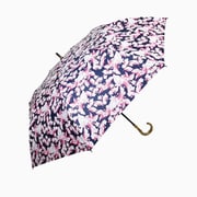 ショートワイド傘 晴雨兼用 55cm UV加工 遮熱/遮光 CC ゴージャスフラワー柄プリント 竹手元 ネイビー 27389NV