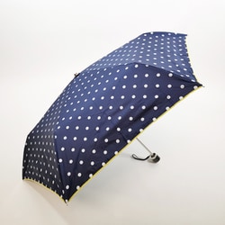 3段折りたたみ傘 晴雨兼用 50cm UV加工 遮熱/遮光 ドットプリント コンパクト ネイビー 27559NV